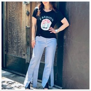 Chic Front Slit striped side pockets pants
